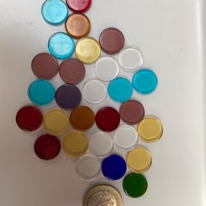 Cod: 213 Circulos de vidrios de colores de 1.9 cm (Bolsa de 45 gramos)