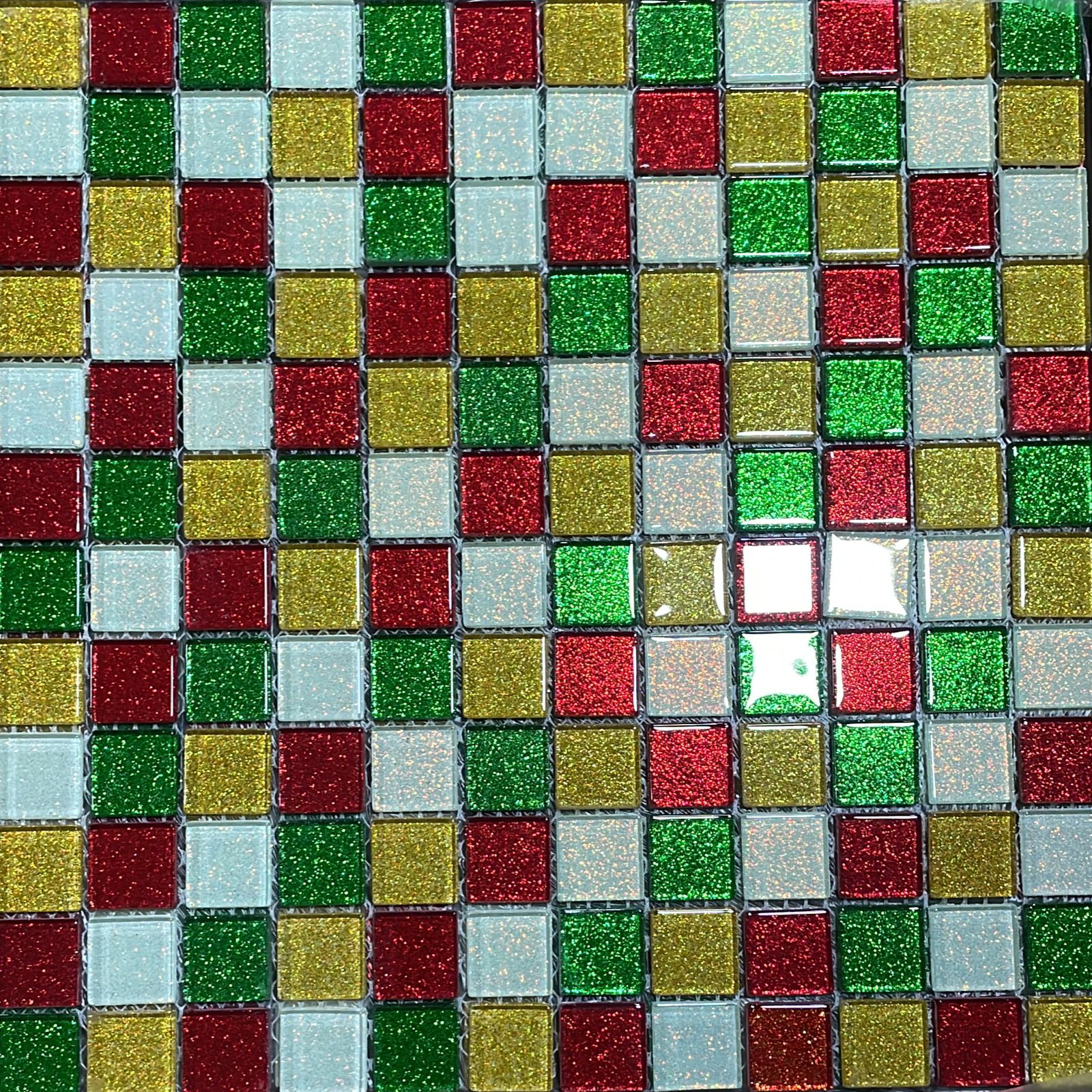 MOSAICO CRISTAL MIX GLITTER rojo, dorado, verde, plateado COD: MIX CR26