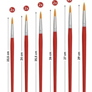 Set Pinceles Punta Redonda 12PCS Mango Rojo